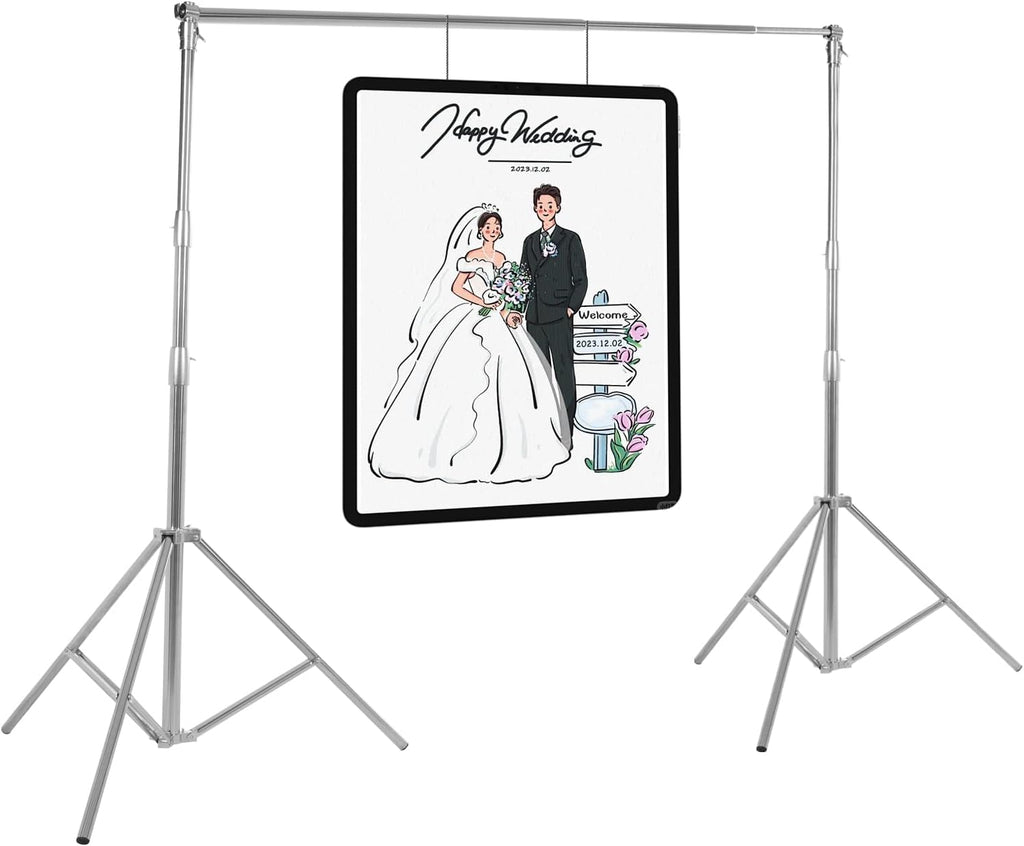 Photography Backdrop Stand 9.84x9.45ft(WxH) Photo Studio Adjustable Background Stand Support Kit with Clamps and Carry Bag for Parties,Wedding, Photography