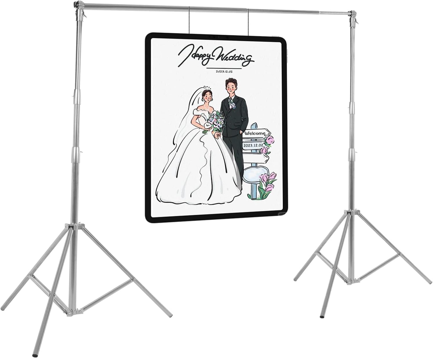 Photography Backdrop Stand 9.84x9.45ft(WxH) Photo Studio Adjustable Background Stand Support Kit with Clamps and Carry Bag for Parties,Wedding, Photography