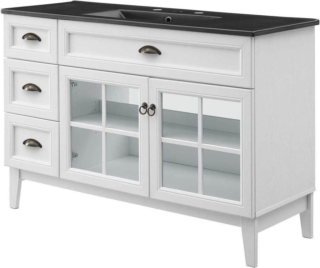 Sink Vanity Cabinet, Wood, White Black, Modern Contemporary, Hotel Bedroom Bathroom Master Suite