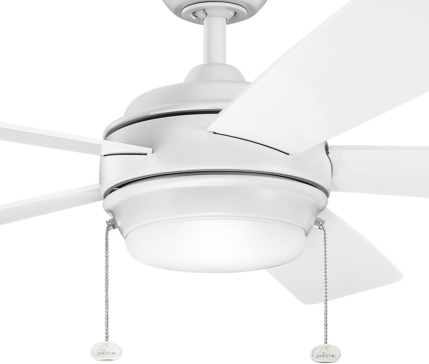 Kichler Starkk 52 in LED Ceiling Fan with Light, 5 Blade Modern White Ceiling Fan with Integrated LED Light and Downrod for Bedroom, Living Room, Kitchen, Dining Room, 330174MWH