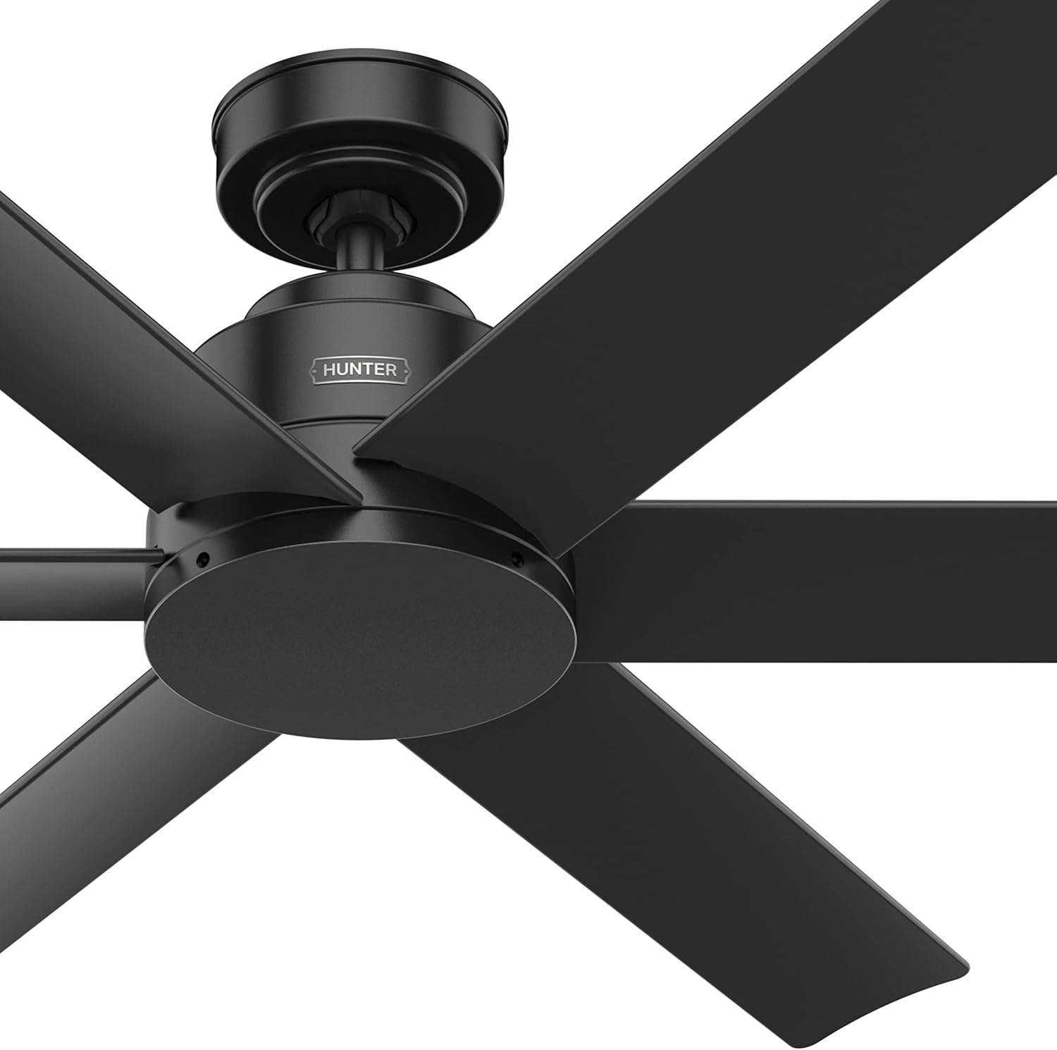 Hunter Fan 52 inch Ceiling Fan with No Light, Outdoor or Indoor Matte Black Ceiling Fan for Porch, Living Room, Office, Kitchen, Garage, 6 Blades (Renewed)