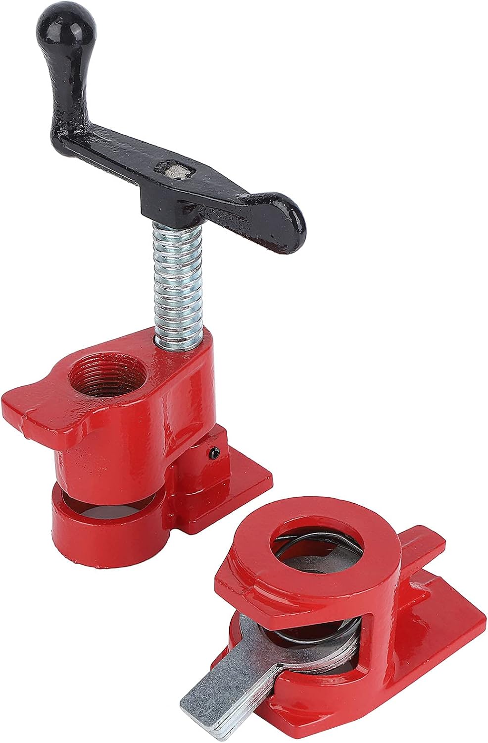 3/4 Inch Heavy Duty Wood Metal Pipe Clamp Set, Quick Release Wide Base Iron, 4 Pieces - Durable Cast Iron, Ergonomic Handle, Ideal for Woodworking and Cabinetry