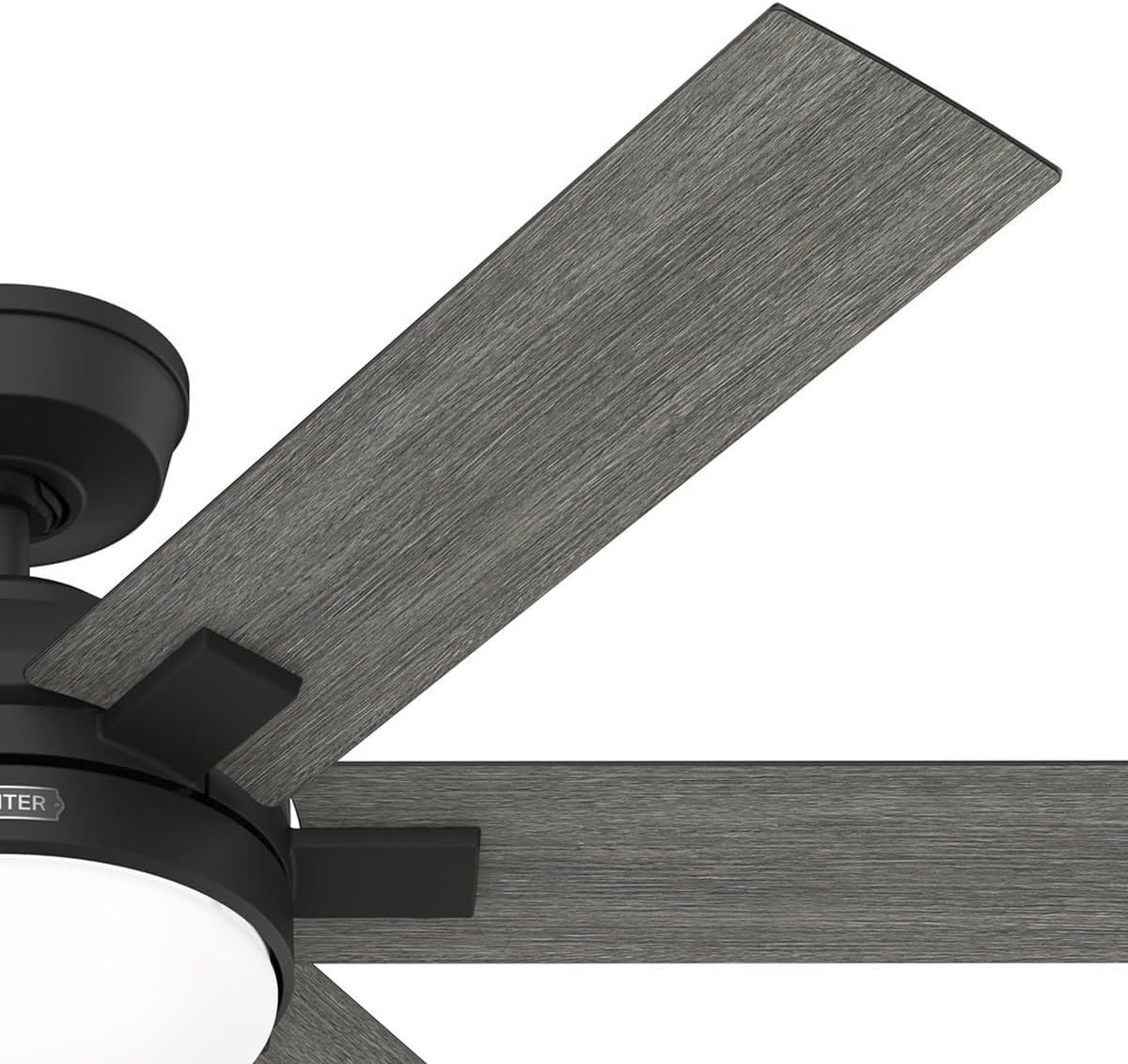Hunter Fan 52 inch Matte Black Indoor Ceiling Fan with Light and Remote for Bedroom, Large Room/Great Room, Dining Room, Kitchen, Office (Renewed)
