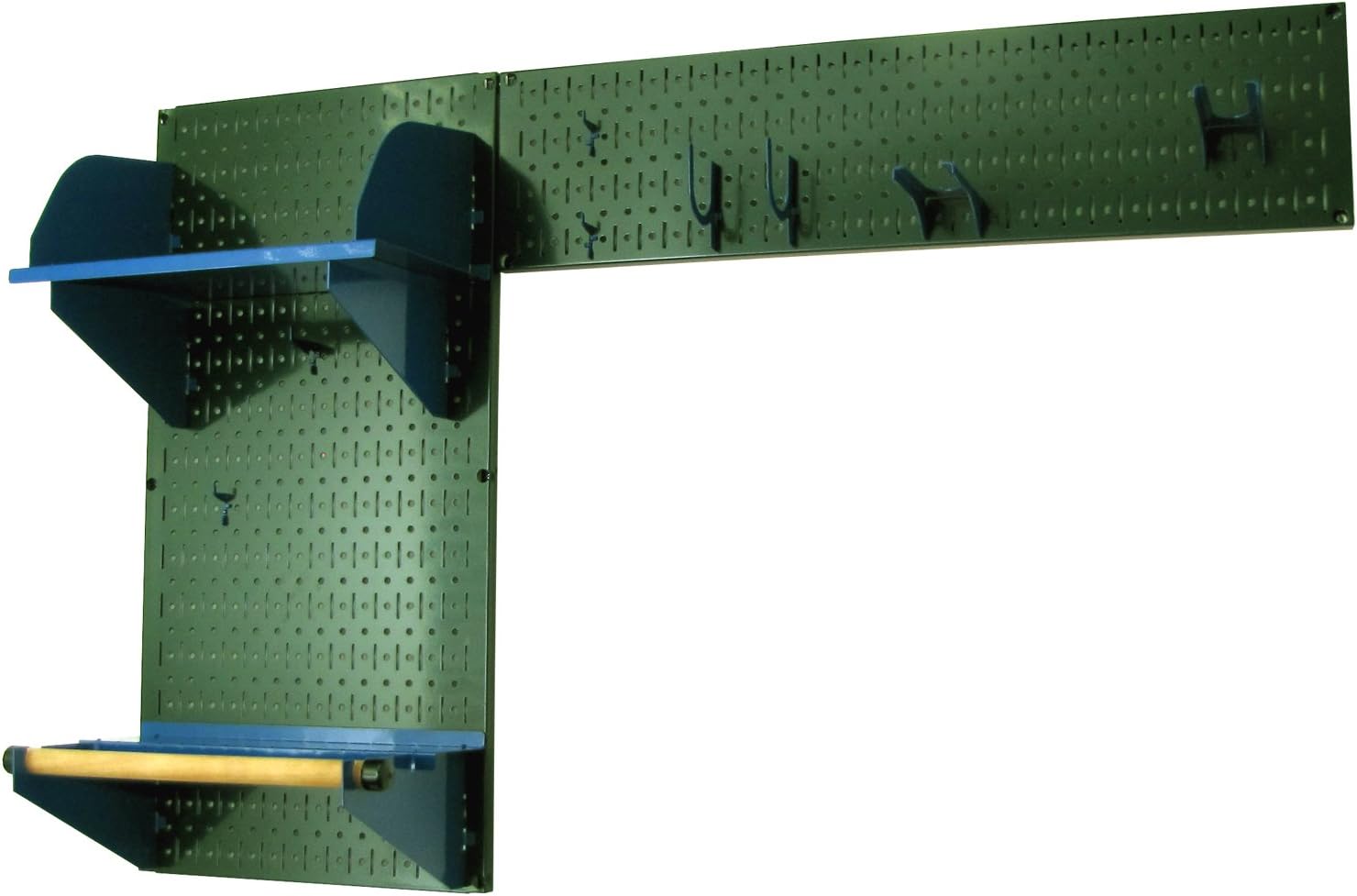 Wall Control Pegboard Garden Supplies Storage and Organization Garden Tool Organizer Kit with Green Pegboard and Blue Accessories