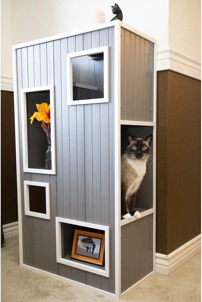 New Age Pet ECOFLEX Kitty Kase Cat Tree Play Tower, Grey (EHKKS13-05)
