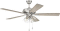 Craftmade 52' Eos 4 Light Ceiling Fan in Brushed Polished Nickel Finish with Reversible Driftwood/Walnut Blades