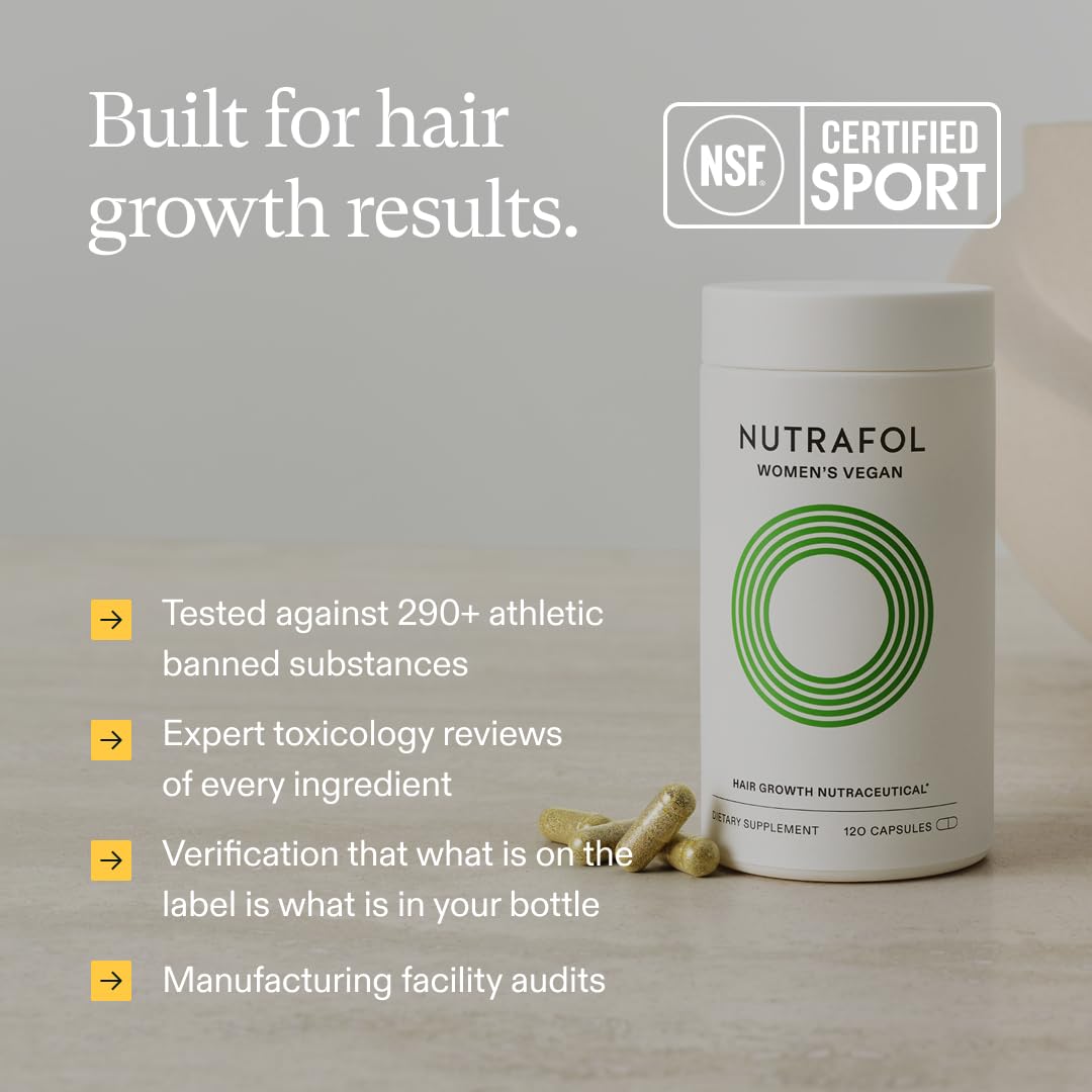 Nutrafol Women's Hair Growth Supplements, for Women 18-44 Years Old, Clinically Tested for Visibly Thicker, Stronger Hair, 100% Vegan Ingredients, Dermatologist Recommended - 2 Month Supply