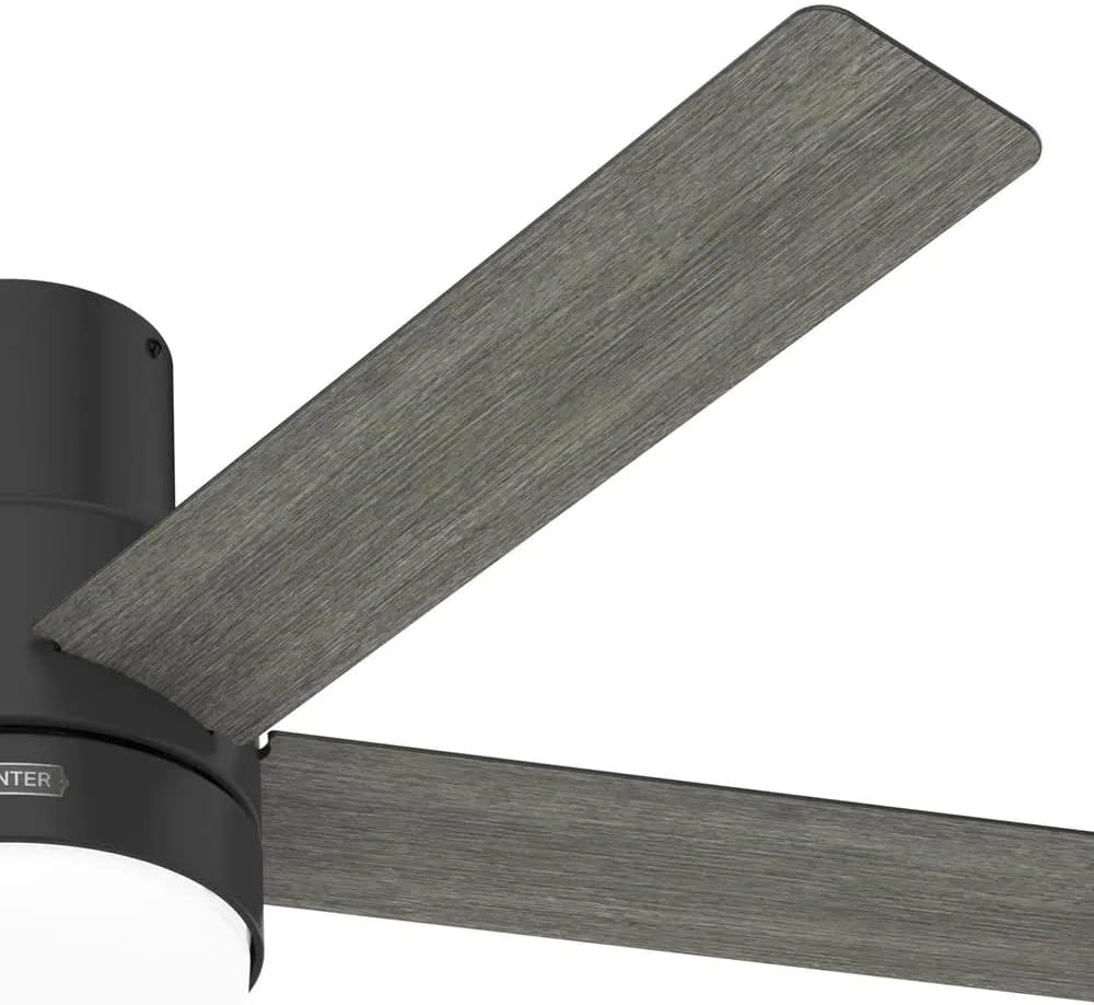 Hunter Fan 52 Inch Low Profile Matte Black Indoor Ceiling Fan With LED Light and Remote Control, Holiday Gifts for Bedroom, Living Room/Family Room, Dining Room, Kitchen, Office (Renewed)