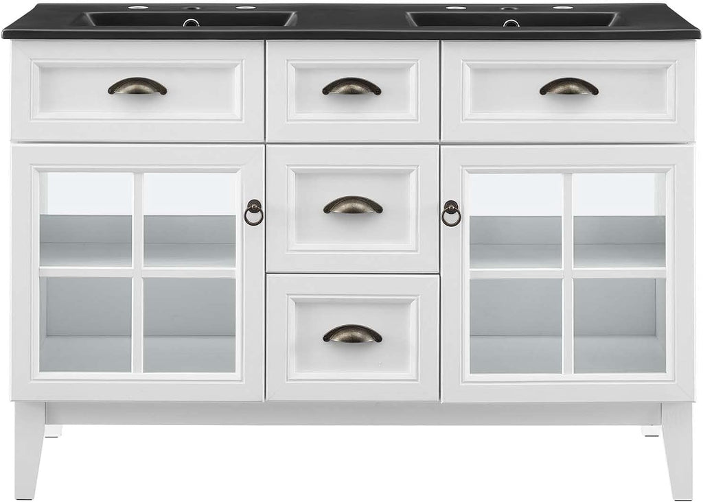 Sink Vanity Cabinet, Wood, White Black, Modern Contemporary, Hotel Bedroom Bathroom Master Suite