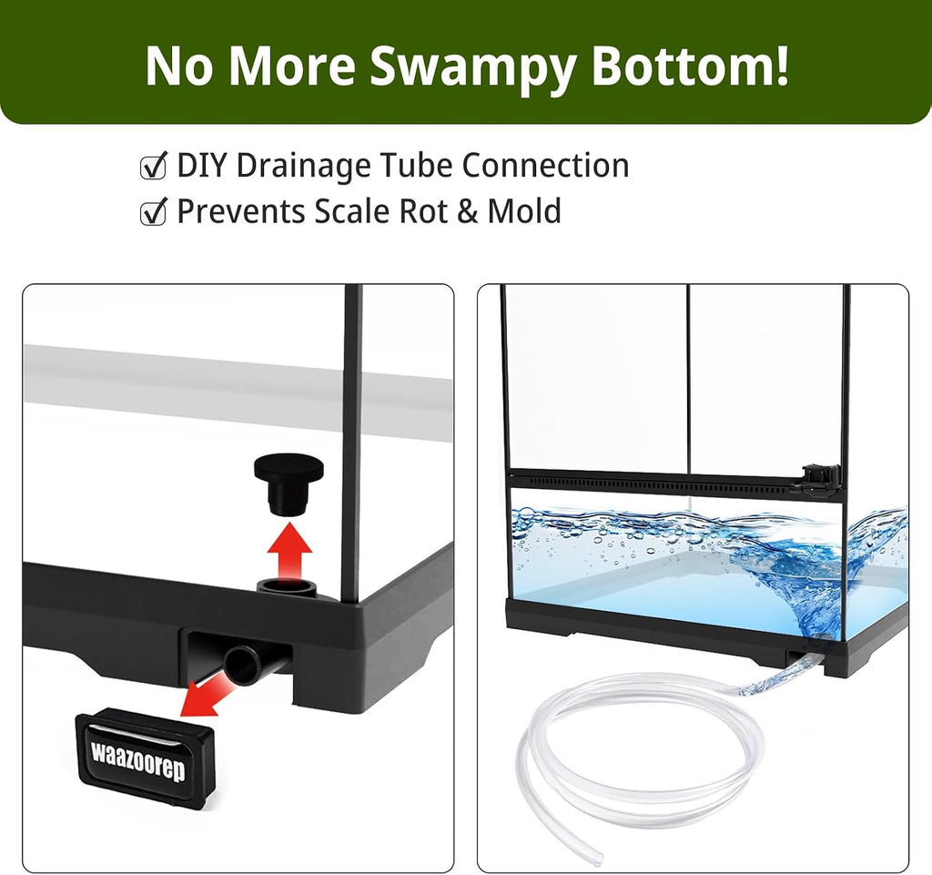 11 Gallon Tall Reptile Glass Tank 12'x12'x18' with Drainage Hole - Pre-Assembled Vertical Reptile Cage Enclosure for Arboreal Geckos,Chameleon,Lizard,Tree Frog and Snake
