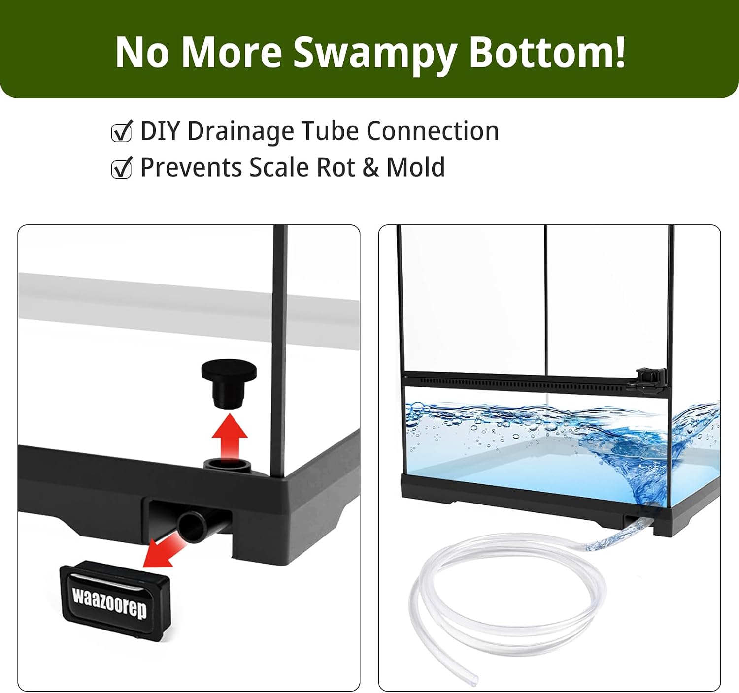11 Gallon Tall Reptile Glass Tank 12'x12'x18' with Drainage Hole - Pre-Assembled Vertical Reptile Cage Enclosure for Arboreal Geckos,Chameleon,Lizard,Tree Frog and Snake