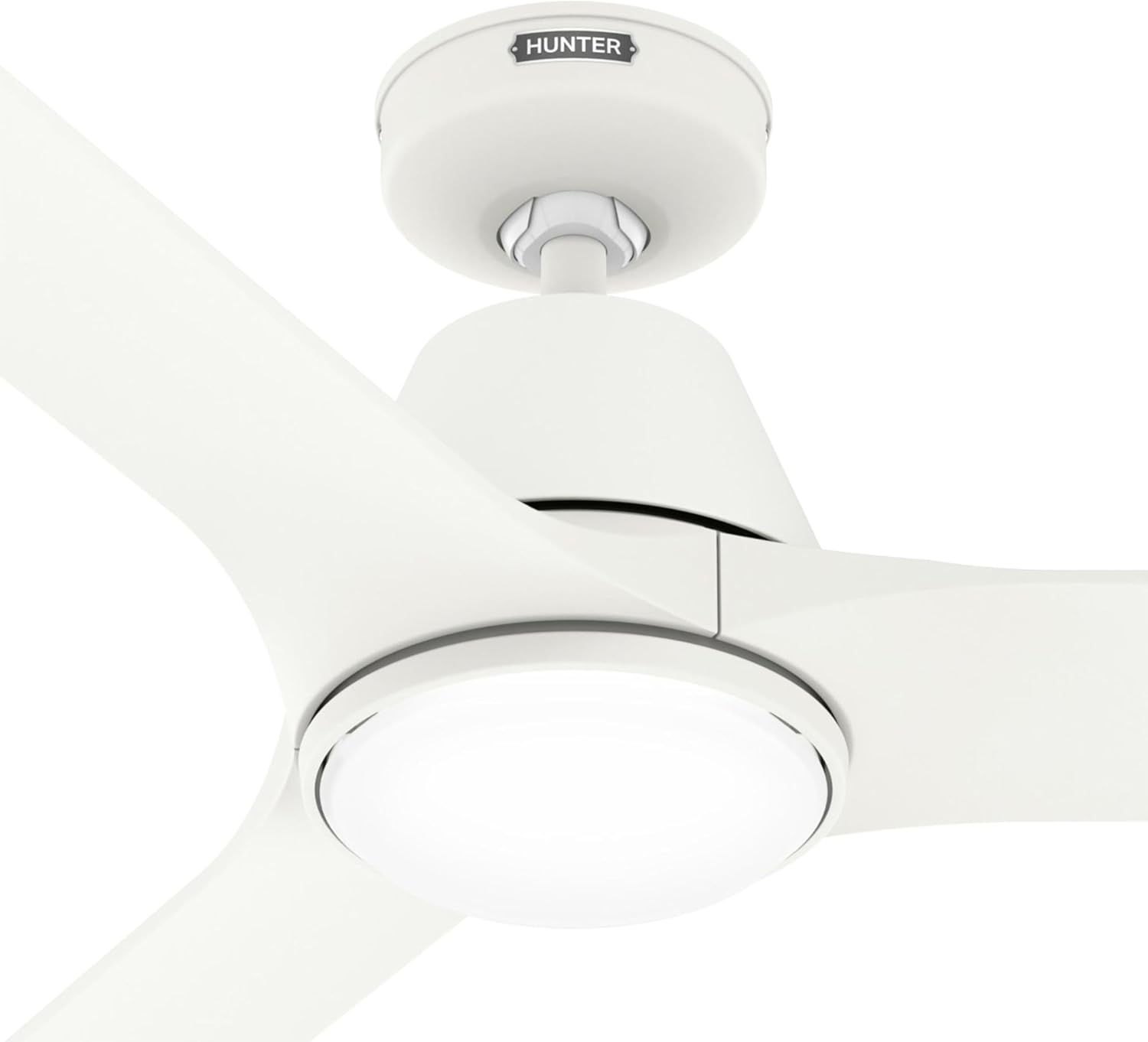 Hunter Fan 52 inch Ceiling Fan with Light, Outdoor or Indoor White Ceiling Fan with Remote for Porch, Living Room, Office, Kitchen, Garage, 3 Blades (Renewed)