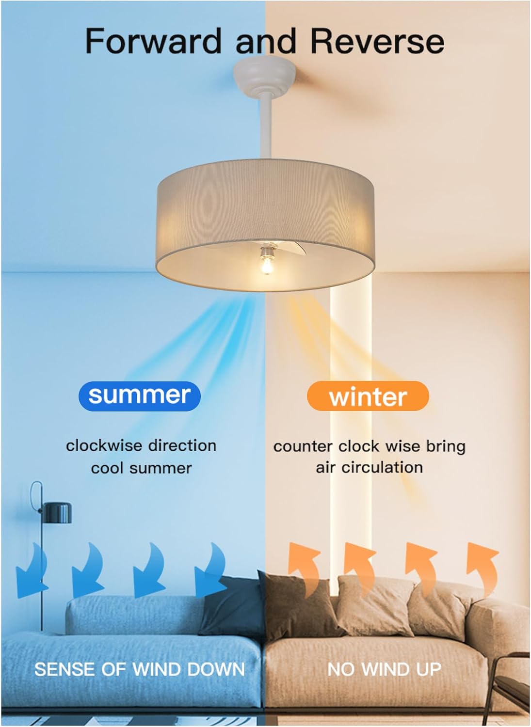 Low Profile Ceiling Fans with Lights 20' Ceiling Fans with Lights and Remote Flush Mount Ceiling Fan with Lights Boho Ceiling Fan with 6 Speeds for Living Room Bedroom.