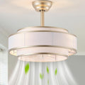 20' Caged Ceiling Fans with Lights and Remote, Fandelier Ceiling Fan with Light, Modern Bladeless Quiet Reversible Motor 6 Speeds for Bedroom, Nursery, Living Room, Gold