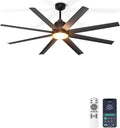 Ceiling Fan with Lights, 65'' Outdoor Ceiling Fan with Remote & APP Control, Dimmable, Black Modern Ceiling Fans for Patio Living Room Garage Shop