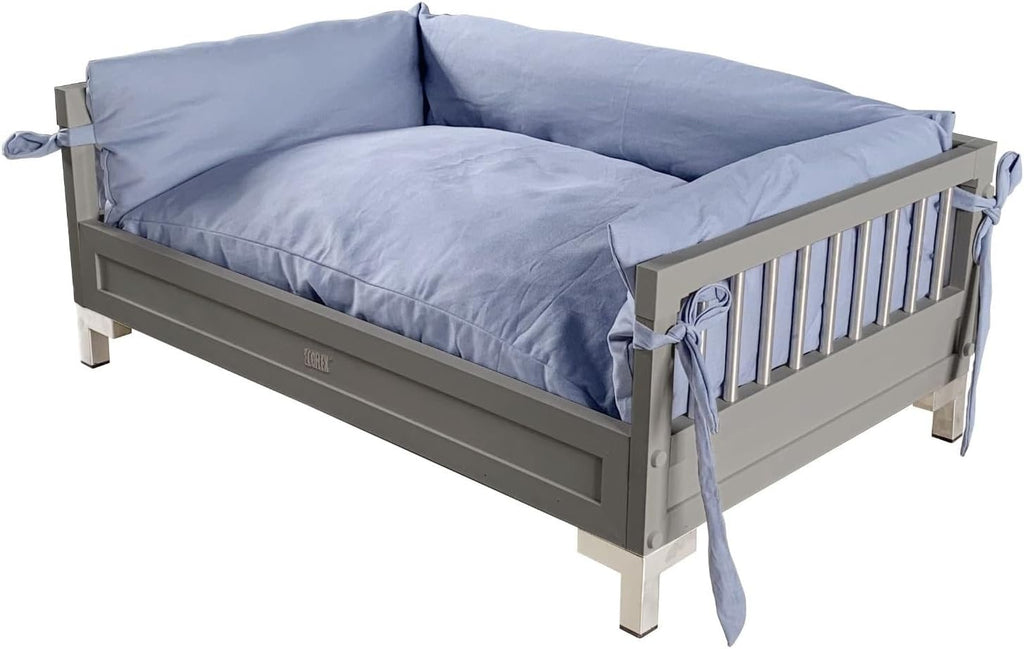 New Age Pet ECOFLEX Manhattan Raised Dog Bed, Moisture Resistant Frame with Stainless Steel Accents, Memory Foam Cushion, Grey, X-Large