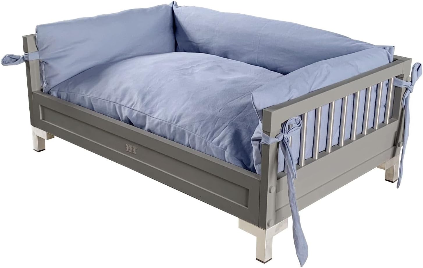 New Age Pet ECOFLEX Manhattan Raised Dog Bed, Moisture Resistant Frame with Stainless Steel Accents, Memory Foam Cushion, Grey, X-Large