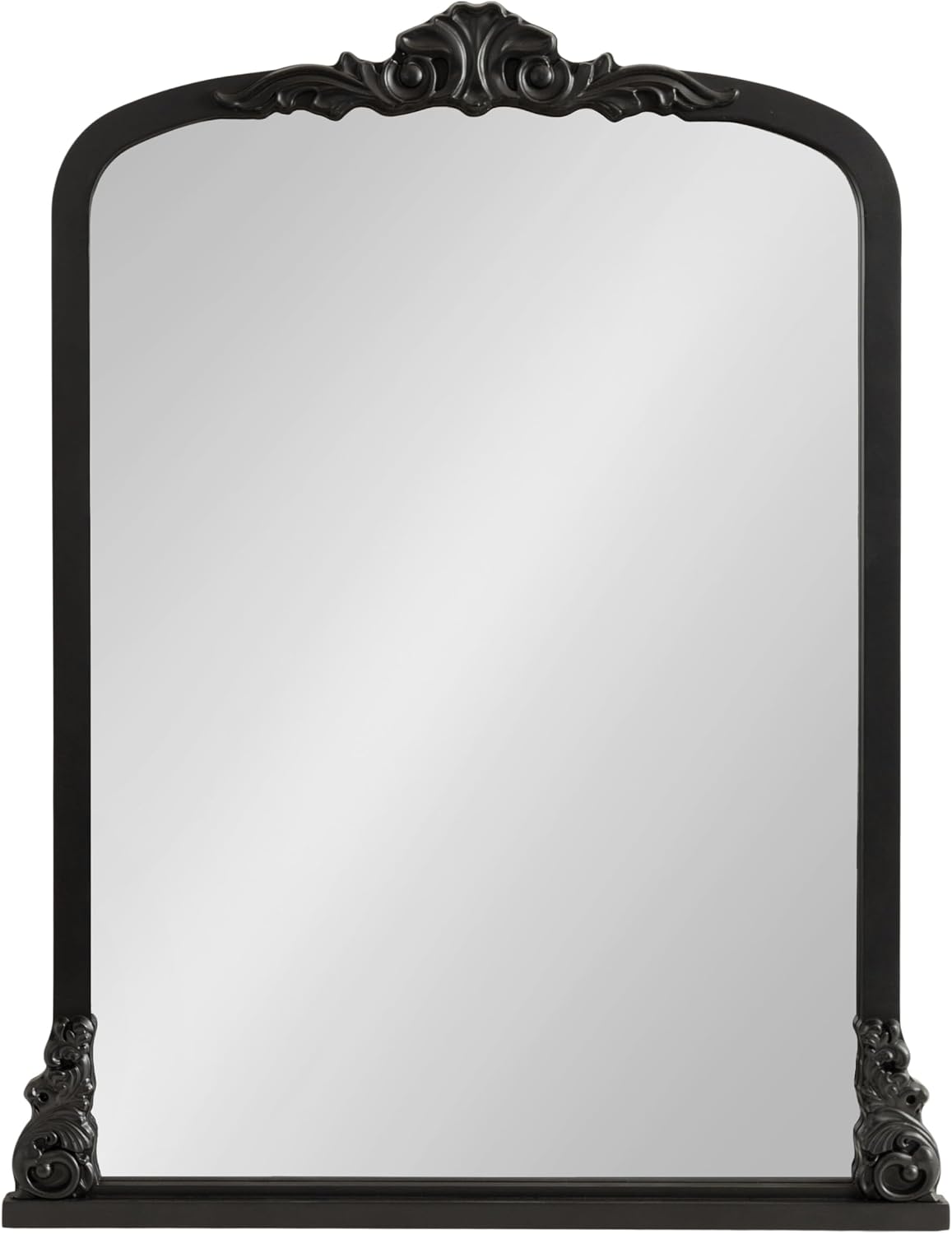 Kate and Laurel Barberry Vintage Decorative Tall Arched Mirror, 28 x 35, Black, Large Antique Statement Arch Mirror for Mantel Mirror or Bathroom Mirror for Over Sink