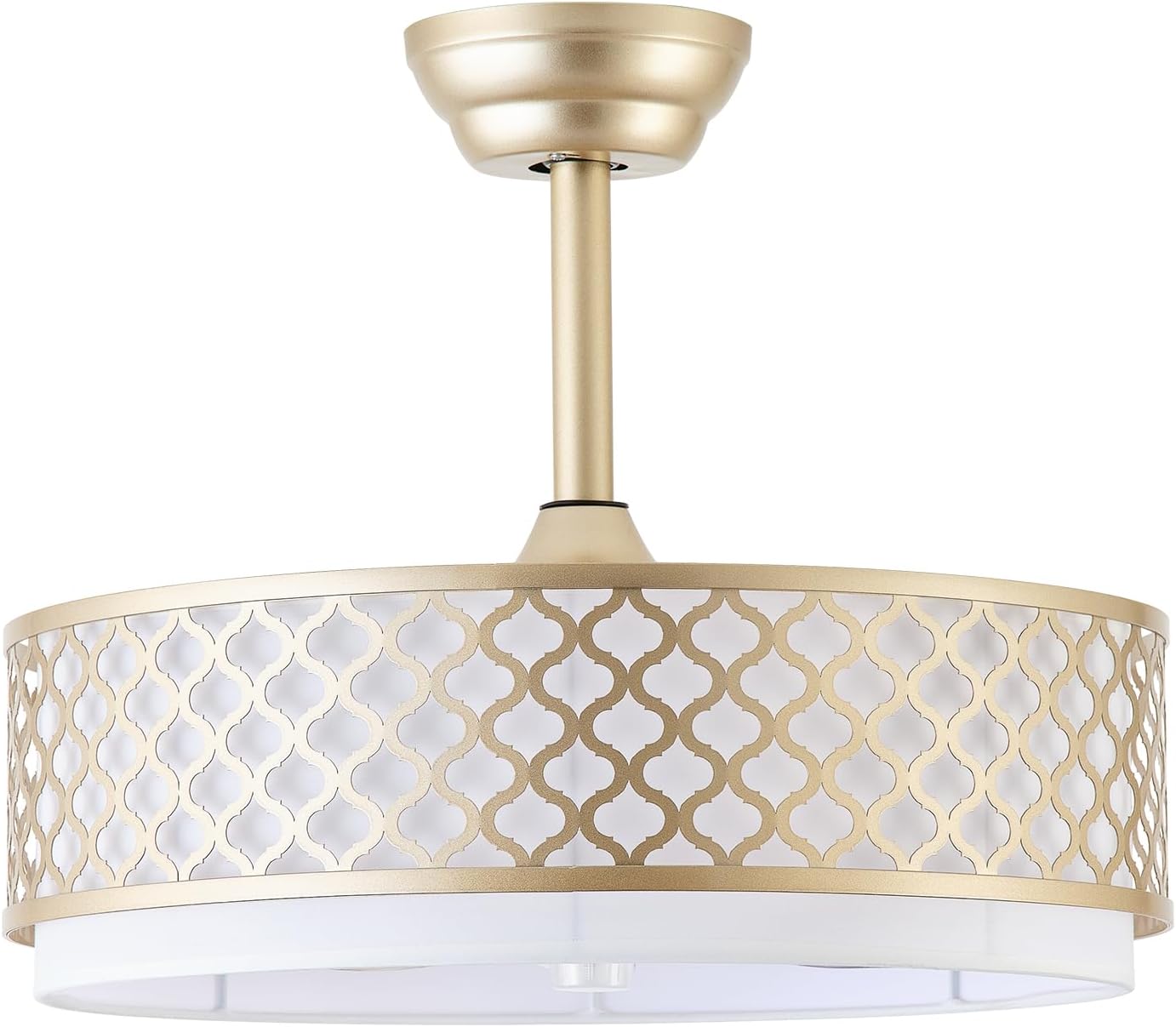 20' Gold Fandelier Ceiling Fan with Lights, Caged Boho Ceiling Fan with Light Remote Control, Rattan with 6 Speeds for Bedroom, Nursery, Living Room