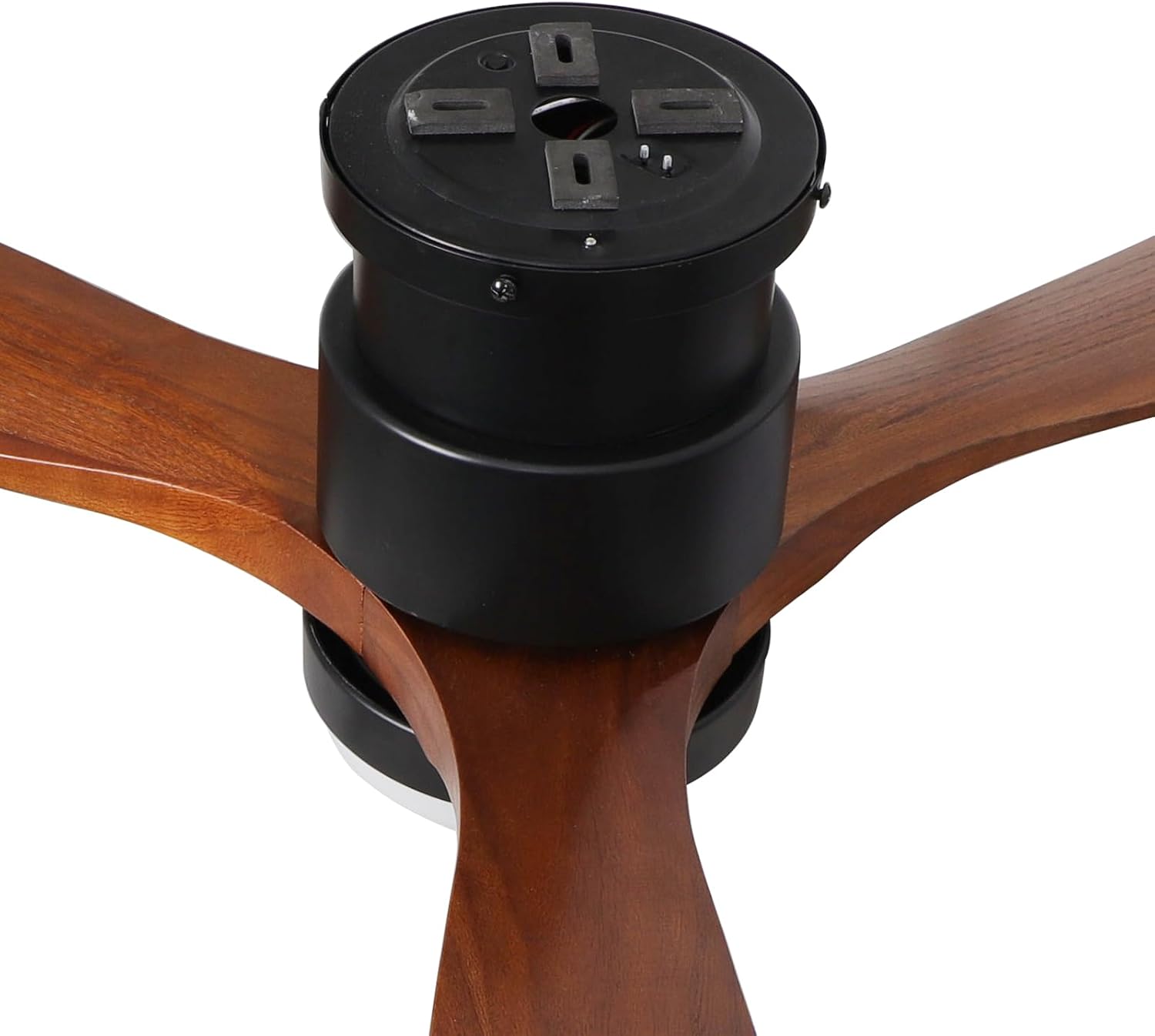 52' Ceiling Fans Flush Mount with Lights and Remote Control, Dark Brown Solid Wood Ceiling Fans for Indoor Outdoor Farmhouse, Timing 6 Speeds 3 Color Light with Memory Lighting