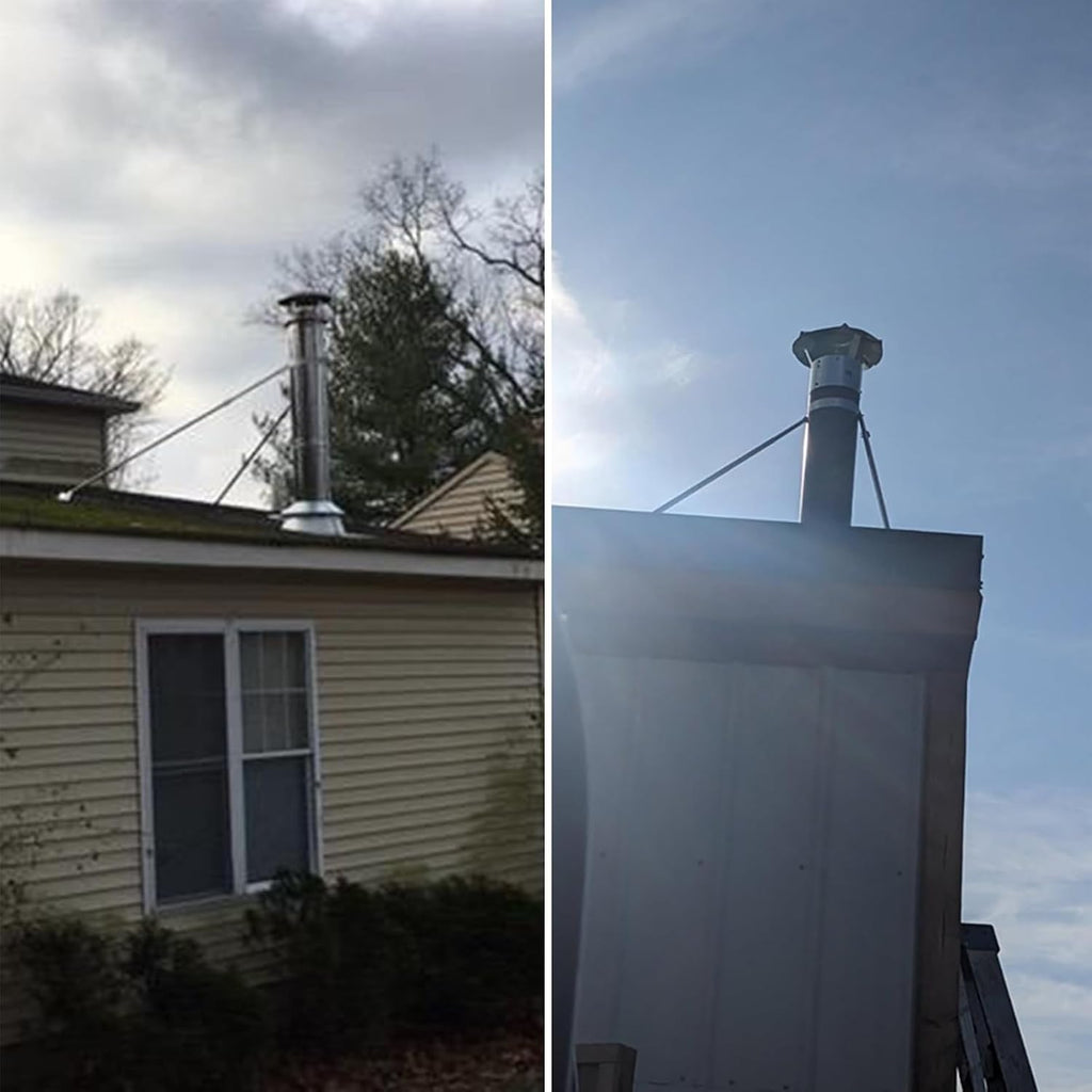 3' 4' 5' 6' 7' 8' 9' 10' Stove Pipe Roof Support Bracket, Chimney Pipe Brace Holder with 2 Legs, Stainless Steel Wood Stove Pipe Carrier(Dia 20' (50.8cm))