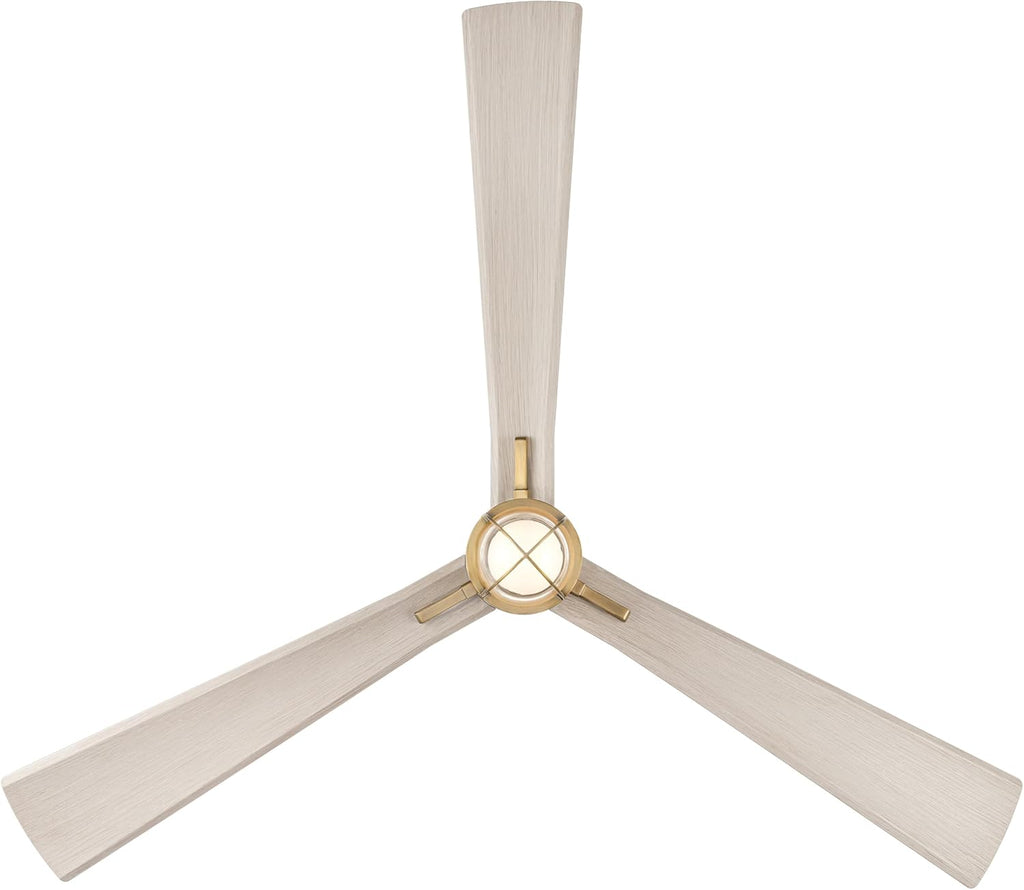 MINKA-AIRE F768L-LBR/WCD Nauticus 65' 3-Blade LED Smart Indoor/Outdoor Ceiling Fan in Legacy Brass and Warm Coastal Driftwood Finish Blades with Clear Glass