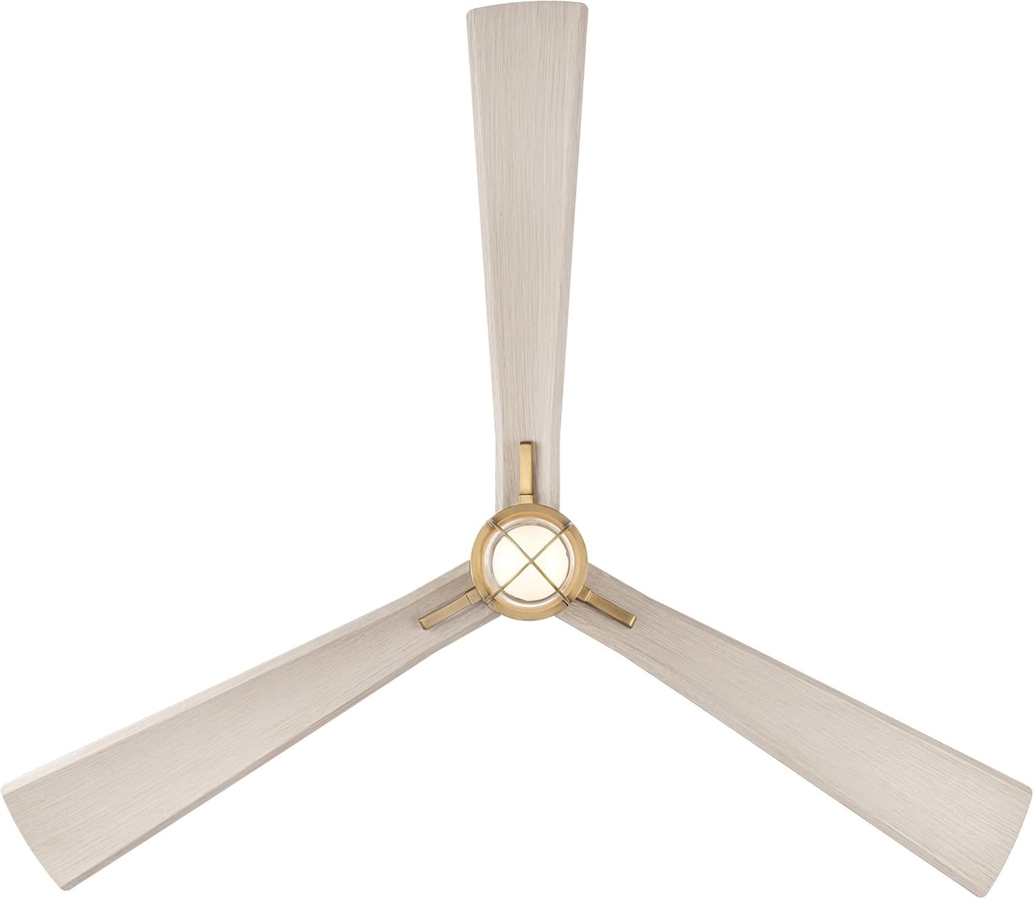 MINKA-AIRE F768L-LBR/WCD Nauticus 65' 3-Blade LED Smart Indoor/Outdoor Ceiling Fan in Legacy Brass and Warm Coastal Driftwood Finish Blades with Clear Glass