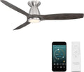 Skylark Smart Indoor and Outdoor 3-Blade Flush Mount Ceiling Fan 54in Brushed Nickel/Ebony Adjustable CCT 2700K-3000K-4000K-5000K LED Light Kit and Remote Control works with Alexa, iOS or Android App