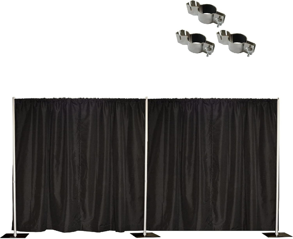 8'x20' Pipe and Drape Backdrop Kit in Premier Fabric (8'x20' Black+Clamps)