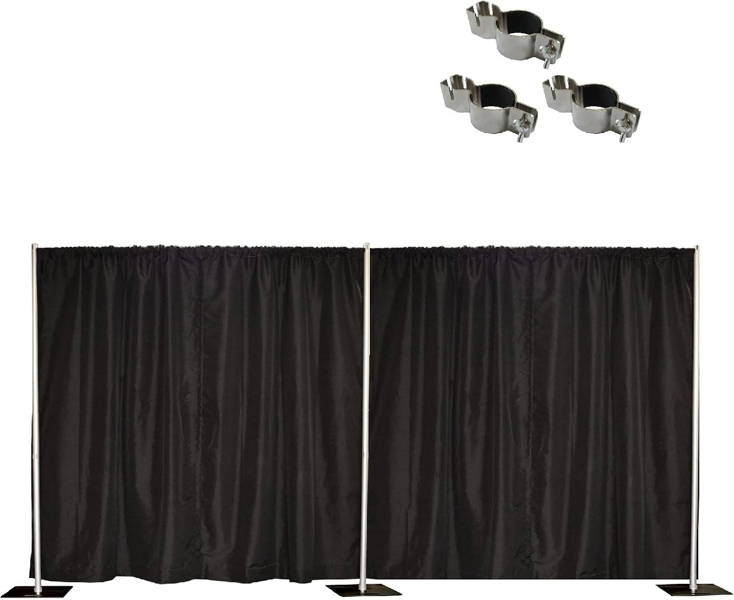 8'x20' Pipe and Drape Backdrop Kit in Premier Fabric (8'x20' Black+Clamps)