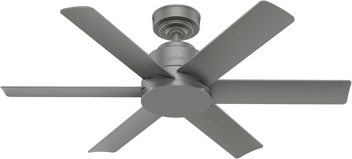 Hunter Fan 44 in Casual Matte Silver Finish Outdoor Ceiling Fan with 6 Blades (Renewed)