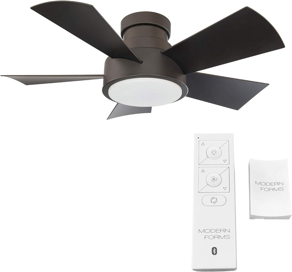 Vox 38 in Smart Indoor and Outdoor Smart Flush Mount Ceiling Fan in Bronze with Remote Control 2700K