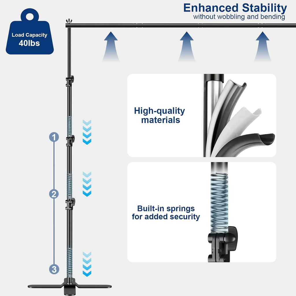 EMART Backdrop Stand Heavy Duty, 10x10Ft Pipe and Drape Stand Adjustable Photo Backdrop Stand, Photography Kit with X-Shaped Base for Wedding, Video Studio, Birthday,Parties Decoration