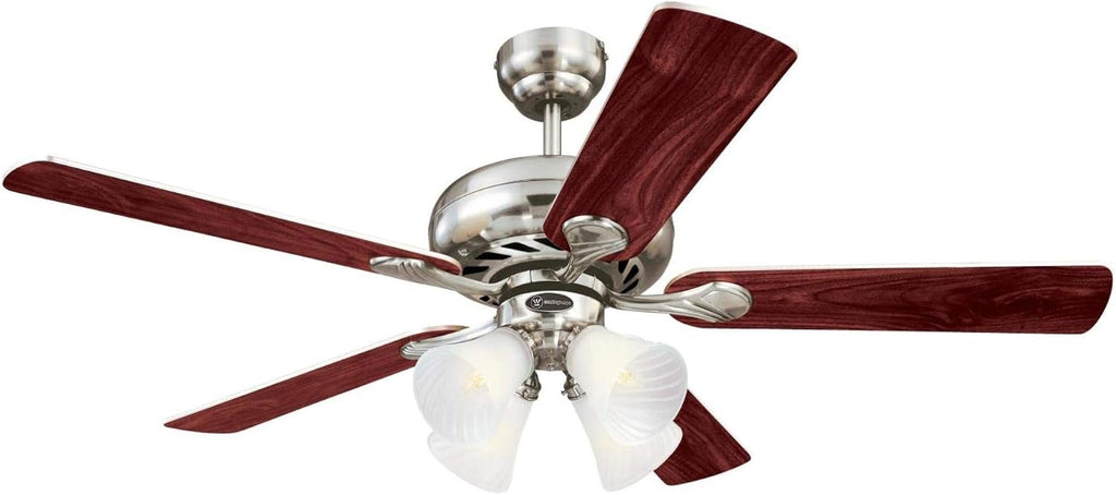 Westinghouse Lighting 7235900 Swirl Indoor Ceiling Fan with Light, 52 Inch, Brushed Nickel