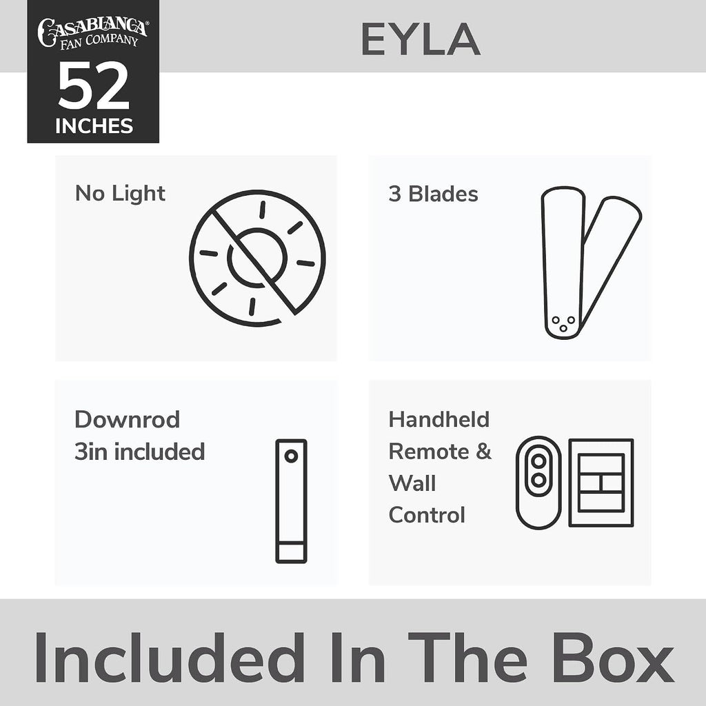 Casablanca - Eyla Indoor/Outdoor Ceiling Fan, 52-inch, 6-speed DC Motor, Energy Star, for porches, patios, sunrooms, bathrooms (Luxe Gold)