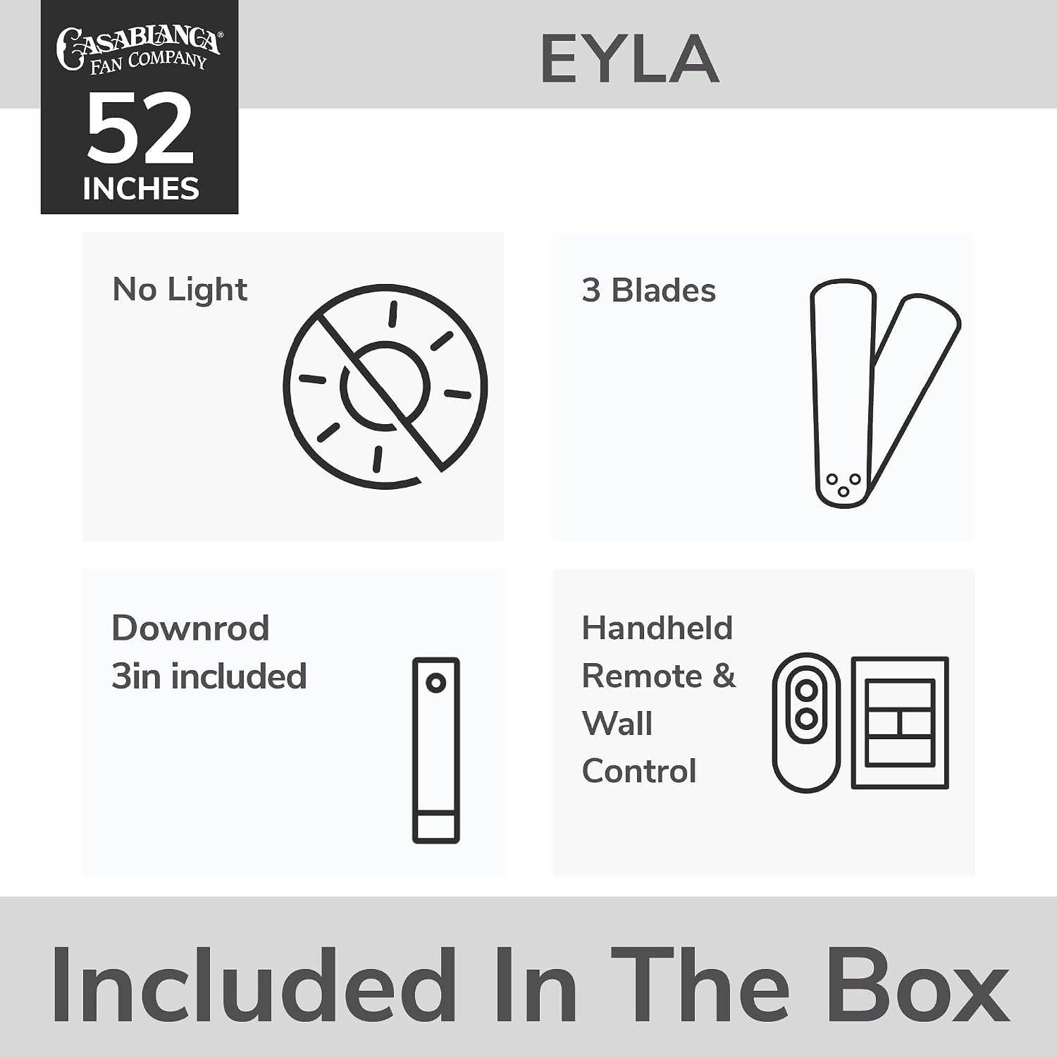 Casablanca - Eyla Indoor/Outdoor Ceiling Fan, 52-inch, 6-speed DC Motor, Energy Star, for porches, patios, sunrooms, bathrooms (Luxe Gold)