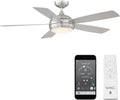 WAC Ceiling Fans F-005L-BN Odyssey 52' Ceiling Fan with LED Lights and Remote, Brushed Nickel