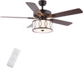 JONATHAN Y 52' Oil Rubbed Bronze/White Modern Glam LED Ceiling Fan with Remote, 3-Light Indoor Fan with 5 Reversible Blades, White Fabric Drum Shade for Living Room, Bedroom, ETL Listed (JYL9607B)