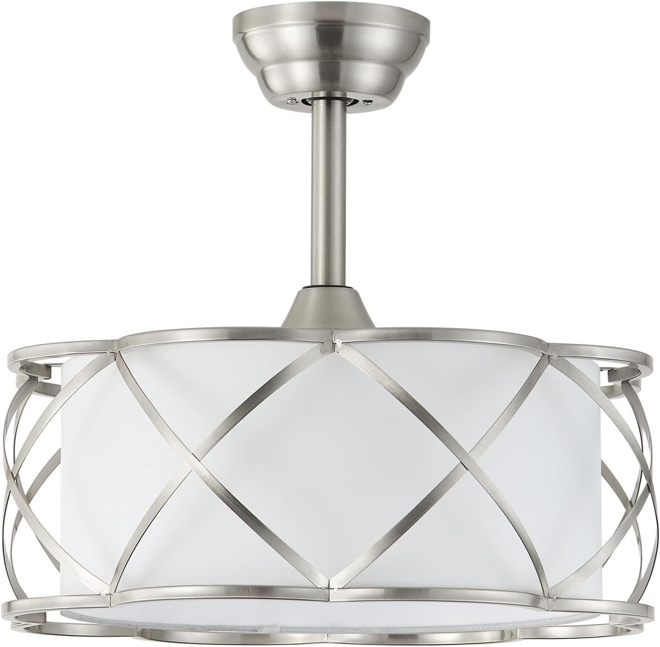 Silver Fandelier Ceiling Fans with Lights, 20' Mid Century Boho Chandelier Ceiling Fan Remote Control with 6 Speeds for Bedroom, Nursery, Living Room
