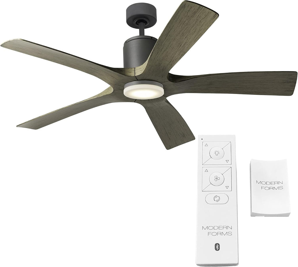 Modern Forms FR-W1811-5-GH/WG Aviator Indoor or Outdoor Smart Home Ceiling Fan with Wall Control, 54in Blade Span, Graphit.