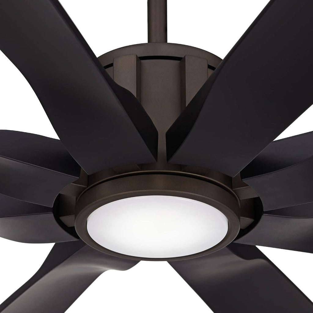 Possini Euro Design 80' Defender Rustic Farmhouse Indoor Outdoor Ceiling Fan with Dimmable LED Light Remote Control Oil Rubbed Bronze Black Damp Rated for Patio Exterior Porch Gazebo Garage Barn