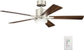 KICHLER 330000NI Protruding Mount, 5 Silver/Walnut Blades Ceiling fan with 73 watts light, Brushed Nickel