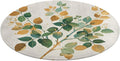 Watercolor Golden Green Plant Branches Coral Velvet Round Floor Mat Non-Slip Bath Rug Floor Covering for Bathroom Vanity Guest Suite & Vacation Home