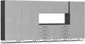 Ulti-MATE UG23101S 10-Piece Garage Cabinet Kit with Channeled Worktop in Stardust Silver Metallic