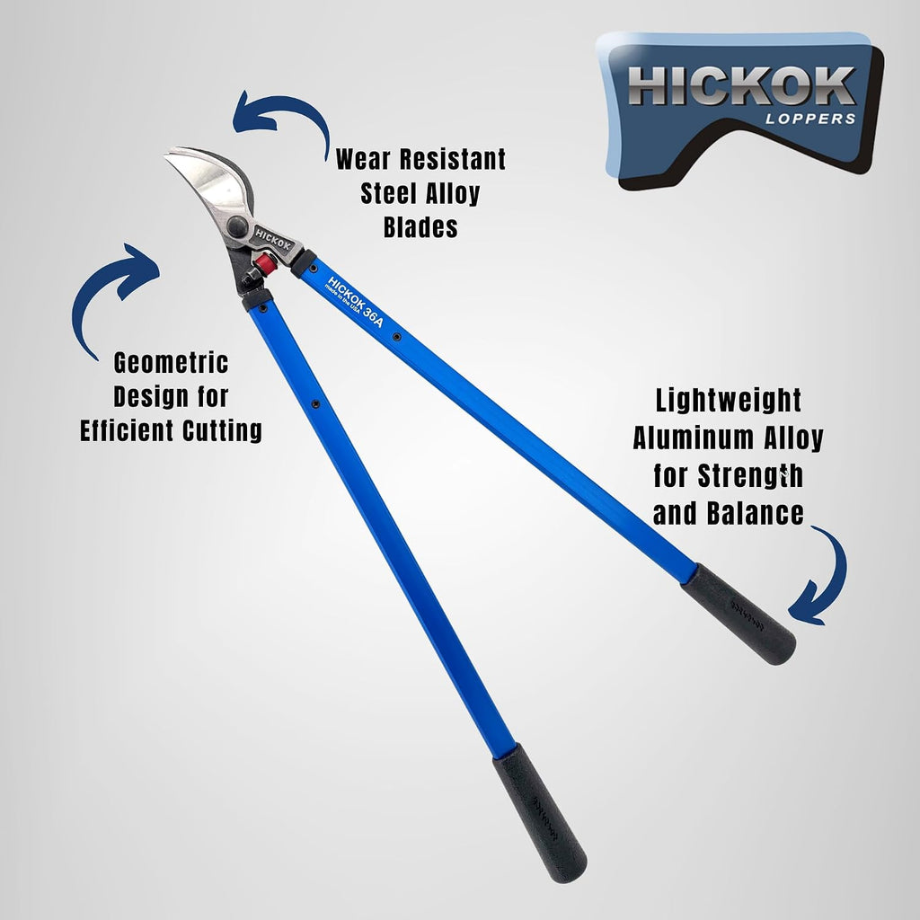 Hickok Heavy Duty Loppers for Tree Trimming – 36' Branch Cutter & Pruning Shears with Long Handle | Lightweight Aluminum Tree Trimmer | Professional-Grade Pruner Made in USA