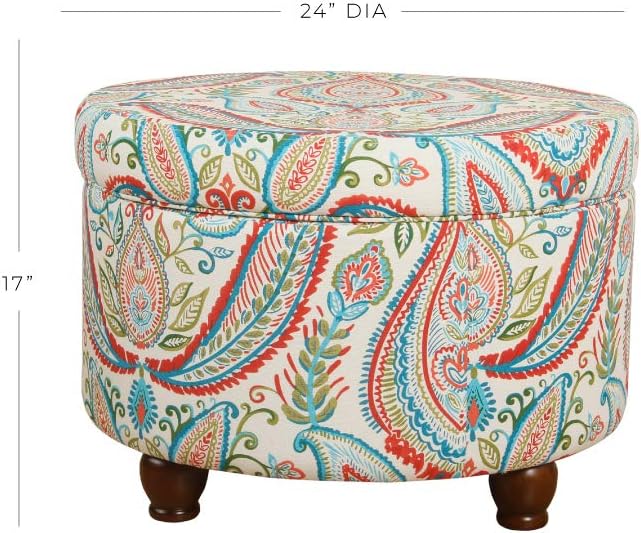 HomePop 24' Large Round Storage Ottoman - Bold Paisley