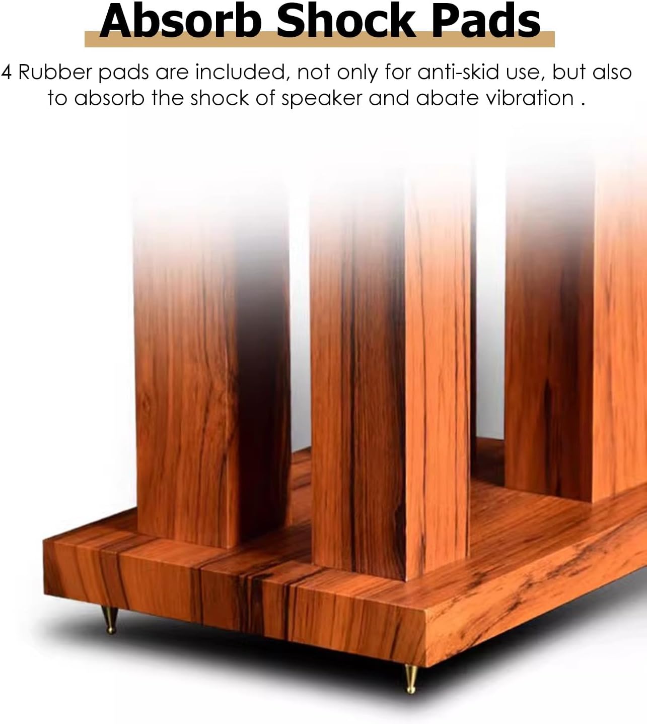 Speaker Stand 24inch Heavy Duty Wood Speaker Stands Pair Bookshelf, Universal Studio Monitor Holder for Satellite Speakers, Home Theater/Living Room Use(Black)