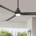 Casa Vieja 60' Sailplane Modern Industrial Indoor Outdoor Ceiling Fan 3 Blade LED Light Remote Control Matte Black Finish Blades Bedroom Patio Living Room Kitchen Damp Rated Decorative DC Motor