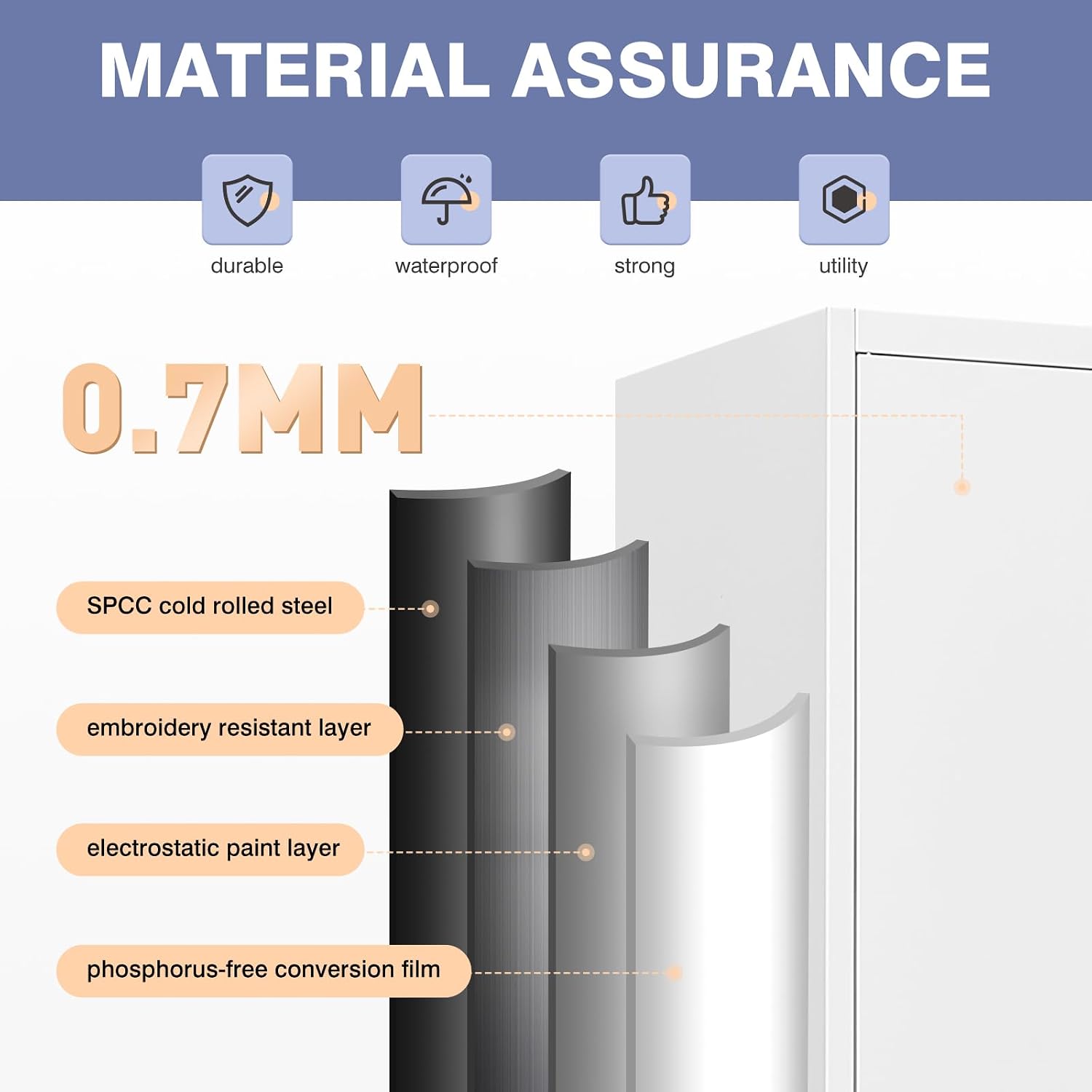 Metal Storage Cabinet with Lock,Lockable Garage Cabinet with 2 Doors and 5 Adjustable Shelves,Tall Steel Cabinets for Garage,Workshop,Gym,School