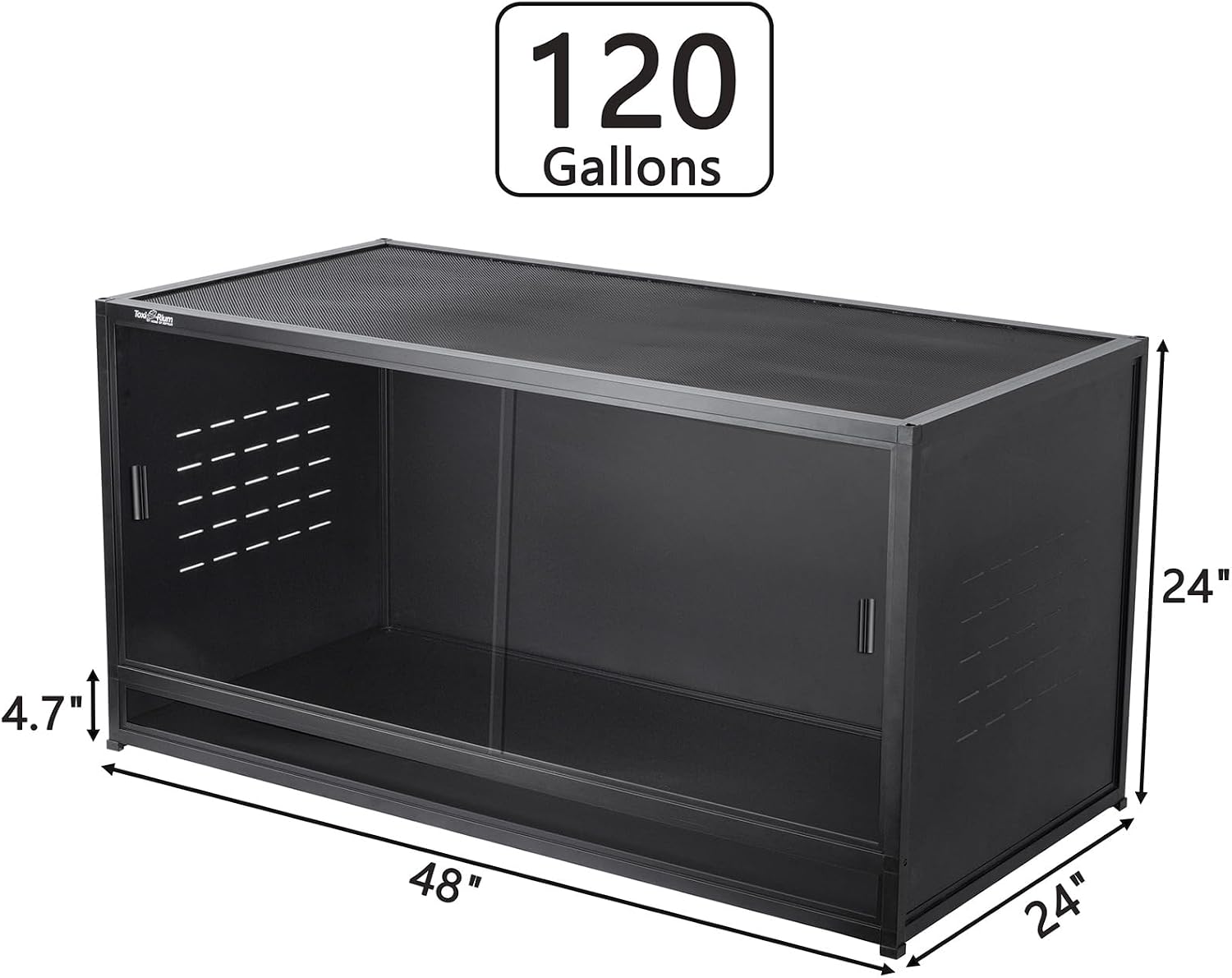 Reptile Tank 120 Gallon, 48'x24'x24' Large Reptile Enclosure for Bearded Dragon and Ball Python,Snake Terrarium with Heavy Duty Screen Front Sliding Tempered Glass Door, Combination Lock